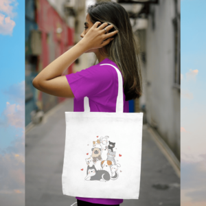 Cats White Large Tote Bag